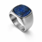 Ασημί ανοξείδωτο Ατσάλι 304 με πέτρα Lapis Lazuli