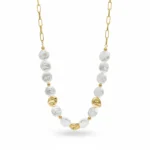 Κολιέ με raw Perls και Gold Beads σε επιχρυσωμένη αλυσίδα από ατσάλι
