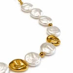 Κολιέ με raw Perls και Gold Beads σε επιχρυσωμένη αλυσίδα από ατσάλι - Image 2