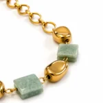 Κολιέ αλυσίδα με Gold Beads και ημιπολύτιμες πέτρες από Αμαζονίτη - Image 2