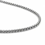 Ασημί αλυσίδα λαιμού Box chain, εύκαμπτος σχεδιασμός και high-shine μεταλλικό φινίρισμα