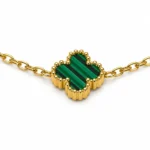 Αλυσίδα χεριού με διακοσμητικά Lucky Clovers από επιχρυσωμένο ατσάλι και επικάλυψη επιφάνειας με σχέδιο Μαλαχίτη - Image 3