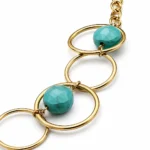 Κολιέ με κρίκους και Turquoise breads που ενόννωνται με μια επιχρυσωμένη αλυσίδα - Image 2