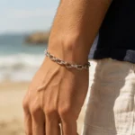 Βραχιόλι αλυσίδα με μεγάλους κρίκους από ασημί ανοξείδωτο ατσάλι - Image 2