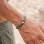 Πέτρες από Dalmatian Blue Jasper, Dalmatian green Jasper, Αιματίτης & Ασημί χάντρα - Image 2