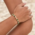 Πέτρες από Cream river Jasper, green Turquoise & δίσκοι Αιματίτη - Image 2