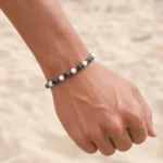 Πέτρες από Black Frosted agate με λευκή ηφαιστειακή λάβα & Αιματίτη - Image 2