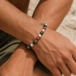 Πέτρες από Green Agate - Red Agate - White Howlite & δίσκους από Ατσάλι - Image 2