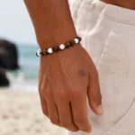 Πέτρες από White Matte Onyx - Brown Tiger Eye & δίσκους Αιματίτη - Image 2